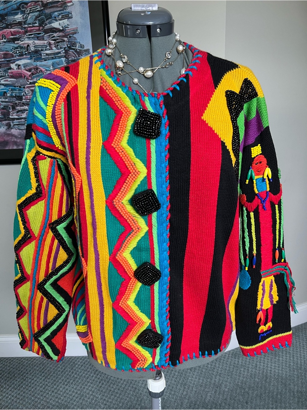 Michael Simon M L Indian Mexican Blanket Sweater Cardigan
